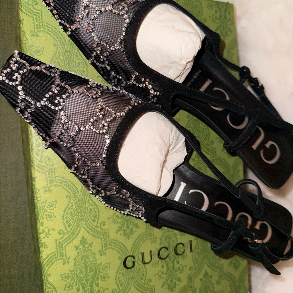 Gucci Black and Silver Embellished Heels - Picture 3 of 6